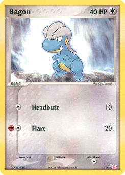 Bagon Pokémon card, number 1
