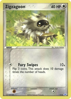 Zigzagoon Pokémon card, number 7