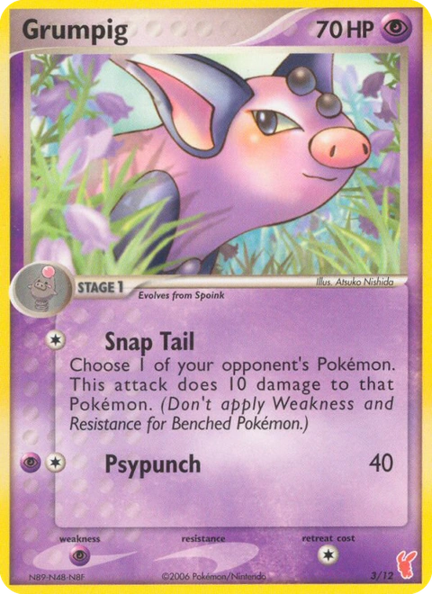 Grumpig Pokémon card from EX Trainer Kit 2 Plusle, number 3 (Standard print)