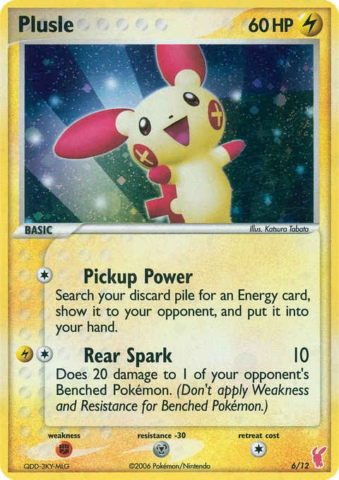 Plusle Pokémon card from EX Trainer Kit 2 Plusle, number 6 (Standard print)