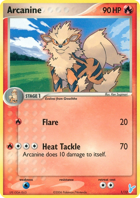 Arcanine Pokémon card from EX Trainer Kit 2 Minun, number 1 (Standard print)