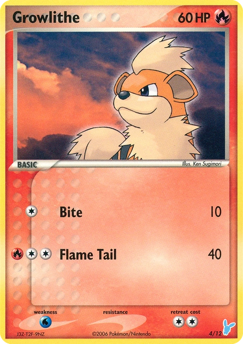 Growlithe Pokémon card from EX Trainer Kit 2 Minun, number 4 (Standard print)